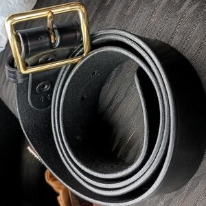 Gould mens Genuine leather w Solid Brass buckle $38 SZ 44x1.75 + Free Suspenders